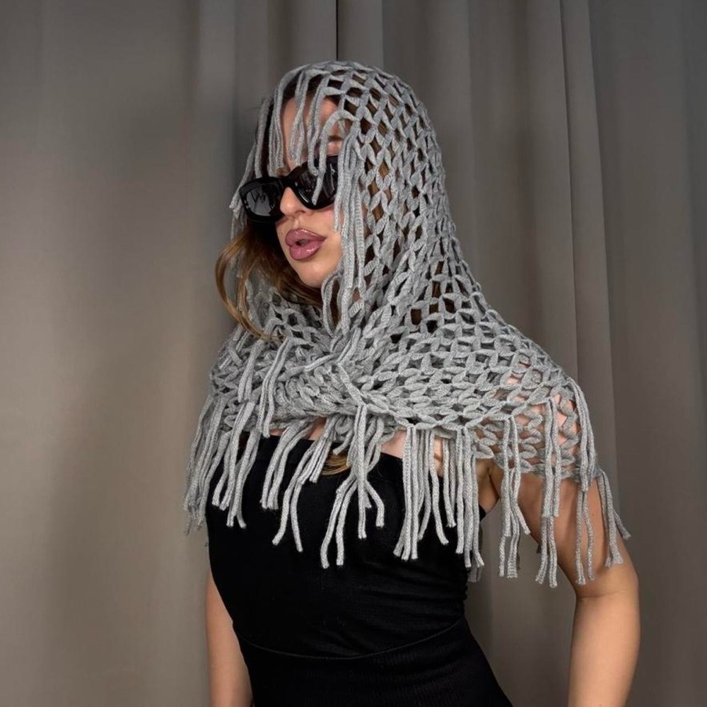 Chic Gray Crochet Scarf